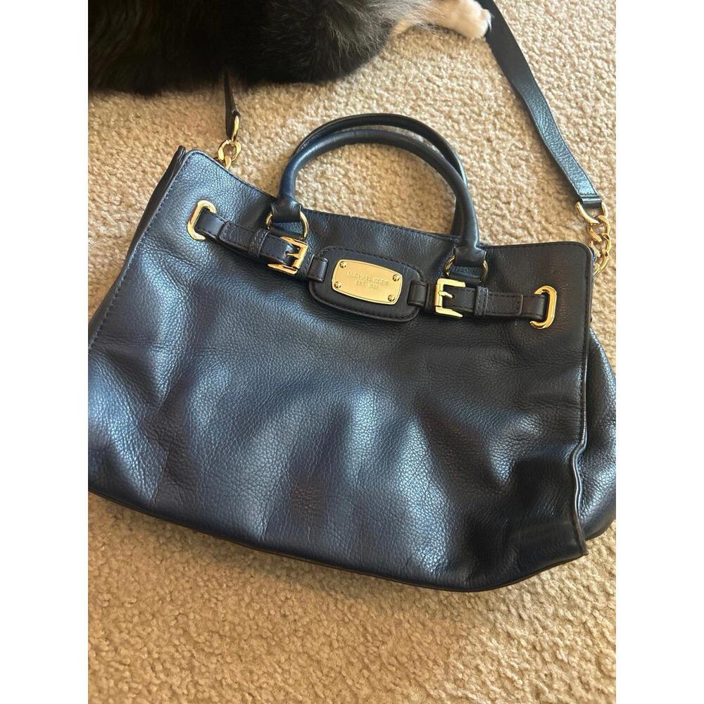 Michael Kors  mk Hamilton Pebble Leather blue  Satchel Tote Bag